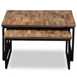 Vidaxl ensemble de table basse gigogne 2 pcs teck massif rcupration