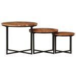 Vidaxl tables basses gigognes 3 pcs bois massif d'acacia et fer Vidaxl tables basses gigognes 3 pcs bois massif d'acacia et fer
