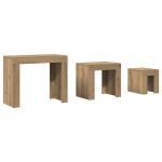 Vidaxl tables basses gigognes 3 pcs ch�ne artisanal bois d'ing�nierie