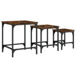Vidaxl tables basses gigognes 3 pcs ch�ne fum� bois d'ing�nierie