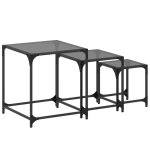 Vidaxl tables basses gigognes 3 pcs dessus en verre noir acier Vidaxl tables basses gigognes 3 pcs dessus en verre noir acier