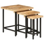 Vidaxl tables basses gigognes 3pcs bois de manguier massif brut et fer Vidaxl tables basses gigognes 3pcs bois de manguier massif brut et fer