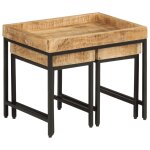 Vidaxl tables basses gigognes 3pcs bois de manguier massif brut et fer