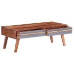 Vidaxl table basse gris 110x50x40 cm bois massif