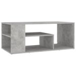 Vidaxl table basse gris b�ton 100x50x40 cm bois d'ing�nierie