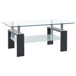 Vidaxl table basse gris et transparent 95x55x40 cm verre tremp�