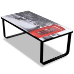 Vidaxl table basse avec impression de cabine t�l�phonique dessus verre