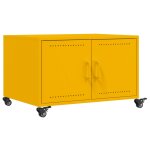 Vidaxl table basse jaune moutarde 68x50x43, 5 cm acier