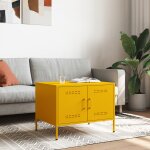 Vidaxl table basse jaune moutarde 68x50x50, 5 cm acier