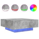 Vidaxl table basse avec lumires led gris bton 80x80x31 cm