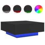 Vidaxl table basse avec lumi�res led noir 80x80x31 cm