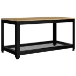 Vidaxl table basse marron clair et noir 90x45x45 cm mdf et fer