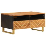 Vidaxl table basse marron et noir 80x54x40 cm bois de massif manguier