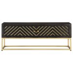 Vidaxl table basse noir et dor 90x50x35 cm bois solide de manguier