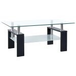 Vidaxl table basse noir et transparent 95x55x40 cm verre tremp�