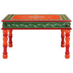 Vidaxl table basse orange bois de manguier massif peint  la main