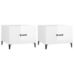 Vidaxl tables basses avec pieds mtal 2 pcs blanc brillant 50x50x40 cm