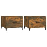 Vidaxl tables basses avec pieds en m�tal 2 pcs ch�ne fum� 50x50x40 cm