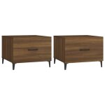 Vidaxl tables basses avec pieds en m�tal 2 pcs ch�ne marron 50x50x40cm