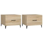 Vidaxl tables basses avec pieds en m�tal 2 pcs ch�ne sonoma 50x50x40cm