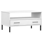 Vidaxl table basse avec pieds en m�tal blanc 85x50x45 cm bois oslo