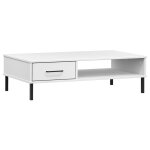 Vidaxl table basse avec pieds en m�tal blanc bois pin massif oslo