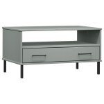 Vidaxl table basse avec pieds en m�tal gris 85x50x45 cm bois oslo