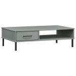 Vidaxl table basse avec pieds en m�tal gris bois pin massif oslo
