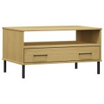 Vidaxl table basse avec pieds en m�tal marron 85x50x45 cm bois oslo