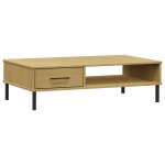 Vidaxl table basse avec pieds en m�tal marron bois pin massif oslo