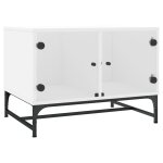 Vidaxl table basse avec portes en verre blanc 68, 5x50x50 cm