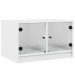 Vidaxl table basse avec portes en verre blanc 68x50x42 cm