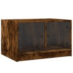 Vidaxl table basse avec portes en verre ch�ne fum� 68x50x42 cm