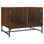 Vidaxl table basse avec portes en verre chêne marron 68, 5x50x50 cm Vidaxl table basse avec portes en verre chêne marron 68, 5x50x50 cm
