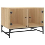 Vidaxl table basse avec portes en verre chêne sonoma 68, 5x50x50 cm Vidaxl table basse avec portes en verre chêne sonoma 68, 5x50x50 cm