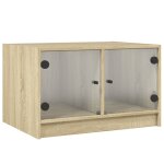 Vidaxl table basse avec portes en verre ch�ne sonoma 68x50x42 cm