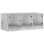 Vidaxl table basse avec portes en verre gris béton 102x50x42 cm Vidaxl table basse avec portes en verre gris béton 102x50x42 cm