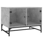 Vidaxl table basse avec portes en verre gris b�ton 68, 5x50x50 cm