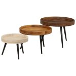 Vidaxl tables basses rondes 3 pcs bois de manguier massif Vidaxl tables basses rondes 3 pcs bois de manguier massif