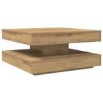 Vidaxl table basse rotative � 360 degr�s ch�ne artisanal 70x70x34, 5 cm