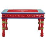 Vidaxl table basse rouge bois de manguier massif peint  la main
