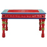 Vidaxl table basse rouge bois de manguier massif peint � la main