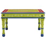 Vidaxl table basse vert bois de manguier massif peint � la main