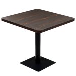 Vidaxl table de bistro mdf et acier carr 80 x 80 x 75 cm frne fonc
