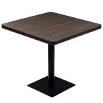 Vidaxl table de bistro mdf et acier carr� 80 x 80 x 75 cm fr�ne fonc�