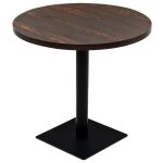 Vidaxl table de bistro mdf et acier rond 80 x 75 cm frne fonc