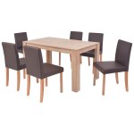 Vidaxl table et chaises 7 pcs cuir synthtique chne marron