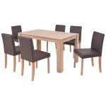 Vidaxl table et chaises 7 pcs cuir synthétique chêne marron Vidaxl table et chaises 7 pcs cuir synthétique chêne marron
