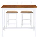 Vidaxl table et chaises de bar 3 pcs bois massif marron et blanc