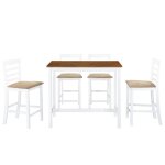 Vidaxl table et chaises de bar 5 pcs bois massif marron et blanc